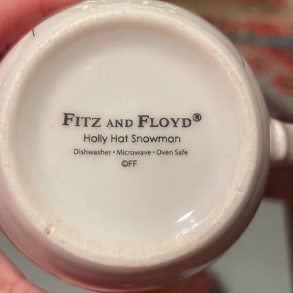 FITZ AND FLOYD CHRISTMAS "HOLLY HAT SNOWMAN" SING WITH JOY MUG - Picture 4 of 4